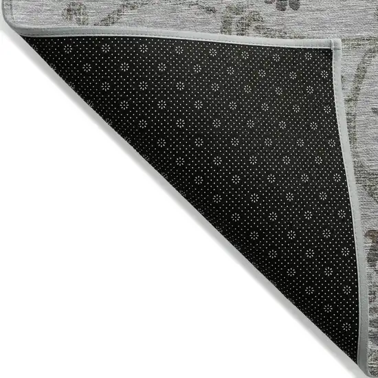 Gray Charcoal And Taupe Floral Washable Indoor Outdoor Area Rug Photo 2