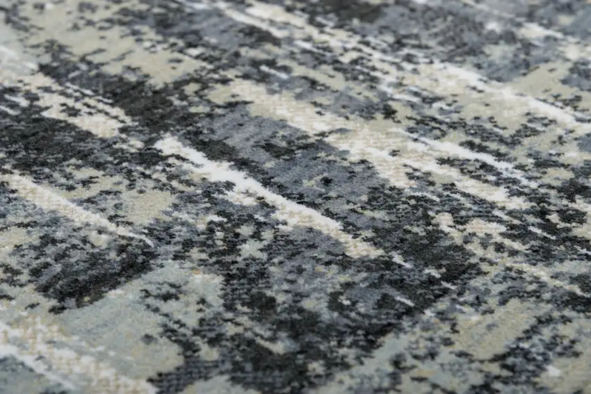 Gray Charcoal Beige And Ivory Abstract Hand Carved Handmade Area Rug Photo 2