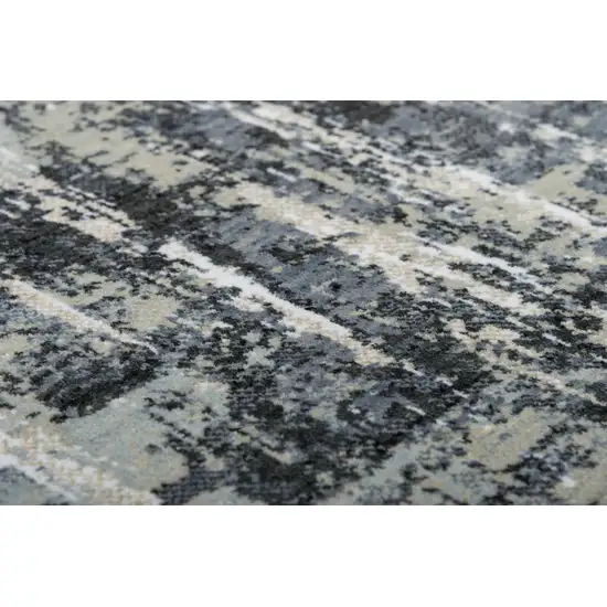 Gray Charcoal Beige And Ivory Abstract Hand Carved Handmade Area Rug Photo 2