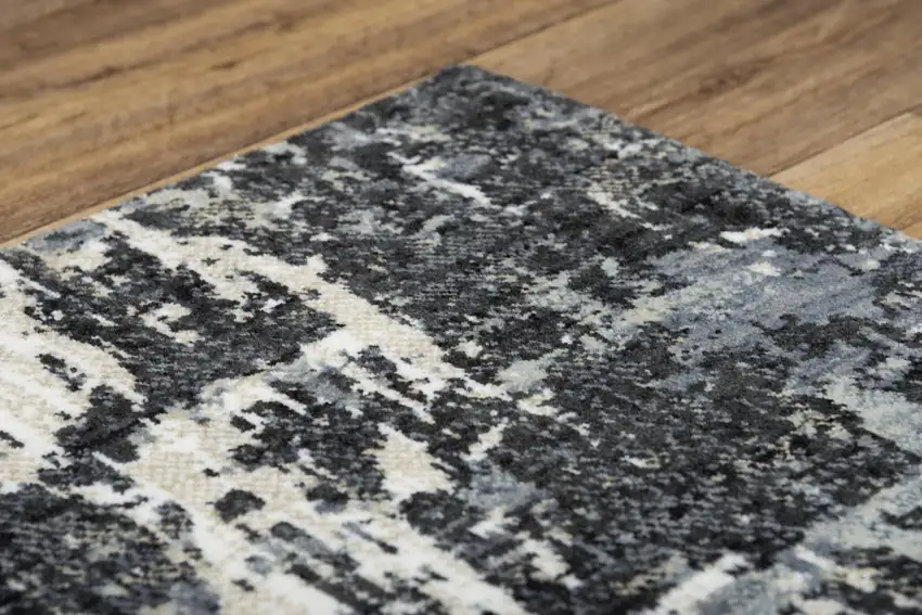Gray Charcoal Beige And Ivory Abstract Hand Carved Handmade Area Rug Photo 5