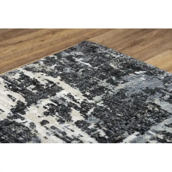 Gray Charcoal Beige And Ivory Abstract Hand Carved Handmade Area Rug Photo 5