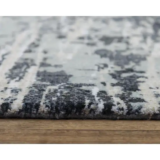Gray Charcoal Beige And Ivory Abstract Hand Carved Handmade Area Rug Photo 6
