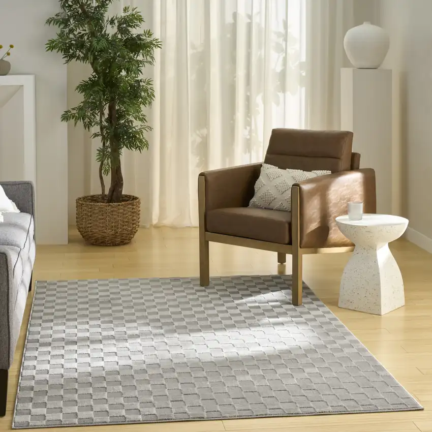 Gray Checkered Area Rug Photo 4