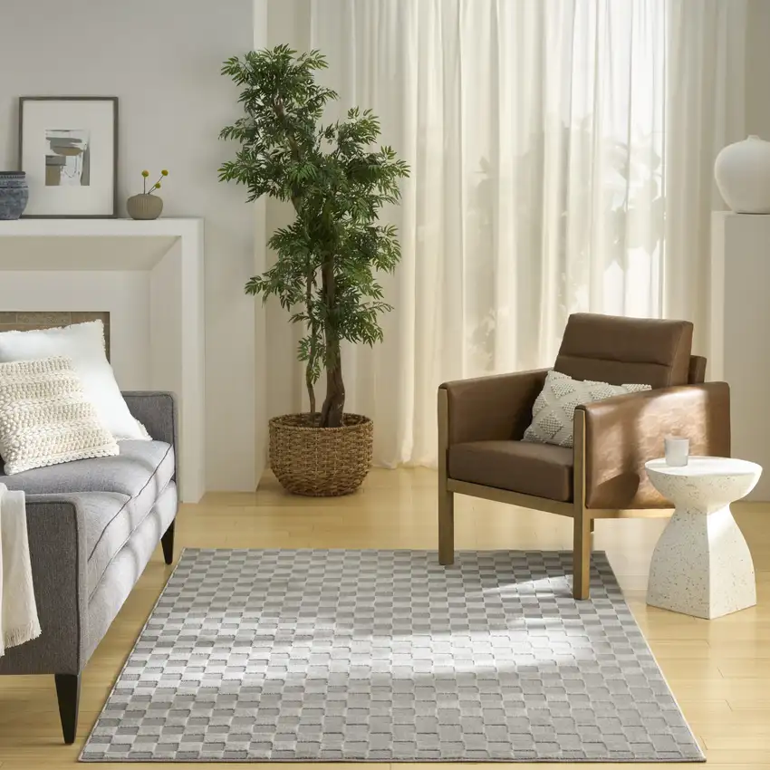 Gray Checkered Area Rug Photo 7