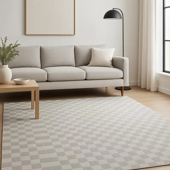 Gray Checkered Area Rug Photo 1