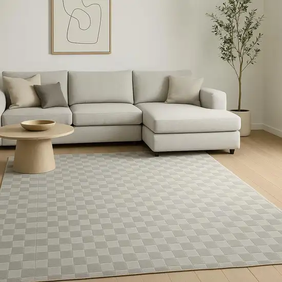 Gray Checkered Area Rug Photo 1