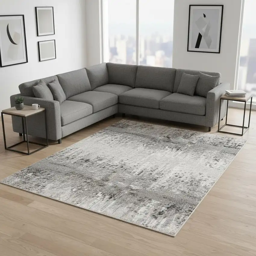 Gray Checkered Area Rug Photo 1
