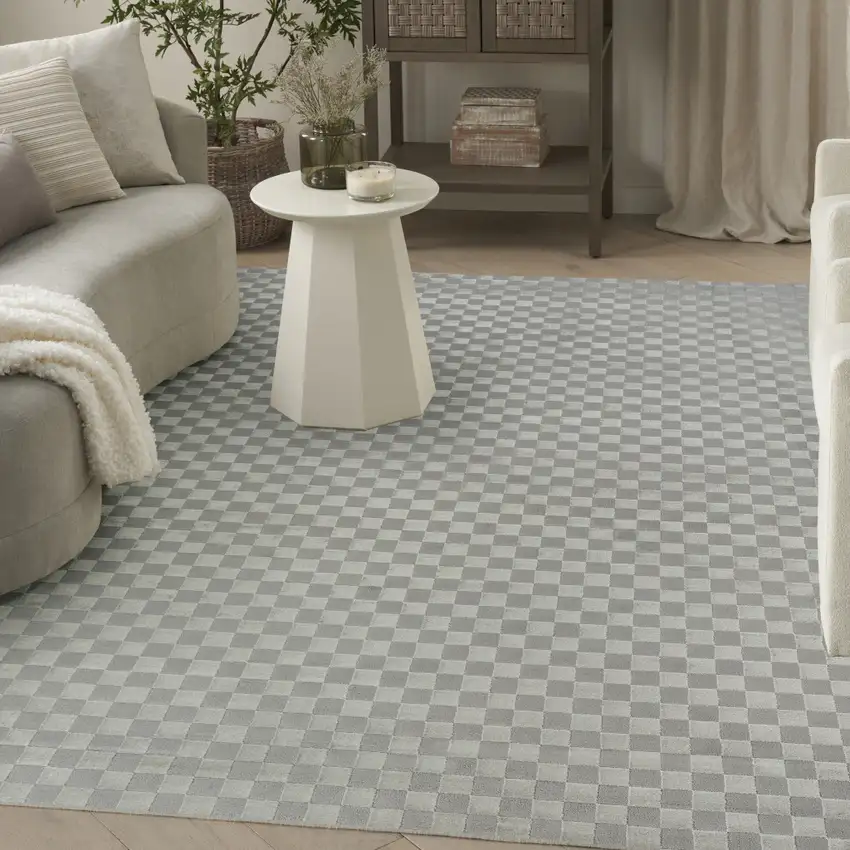 Gray Checkered Area Rug Photo 5