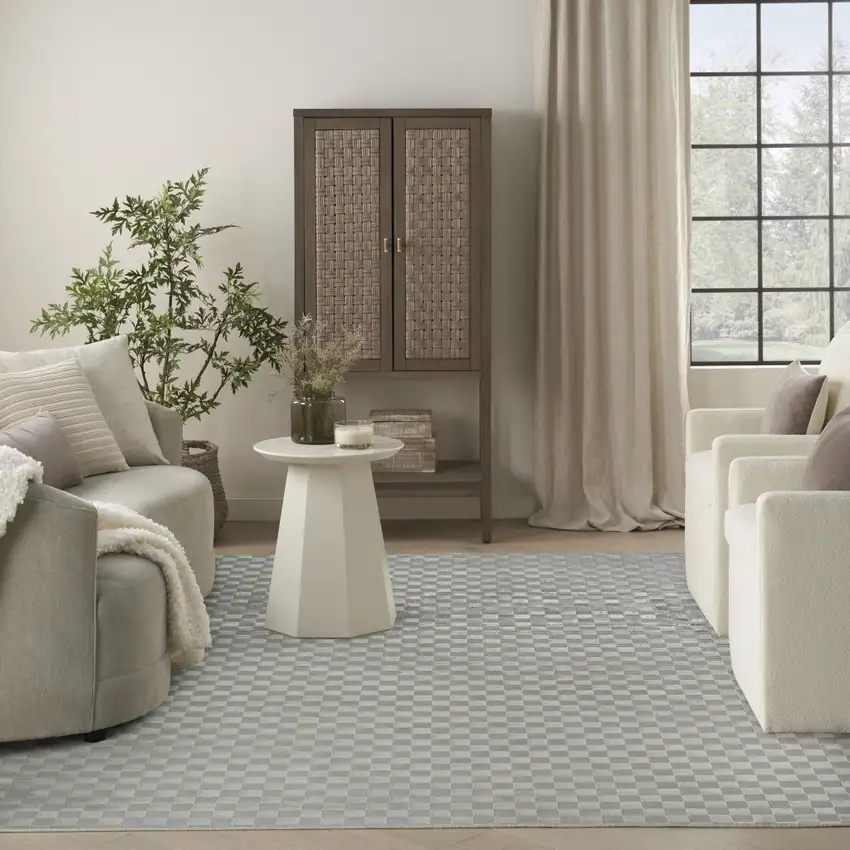Gray Checkered Area Rug Photo 6