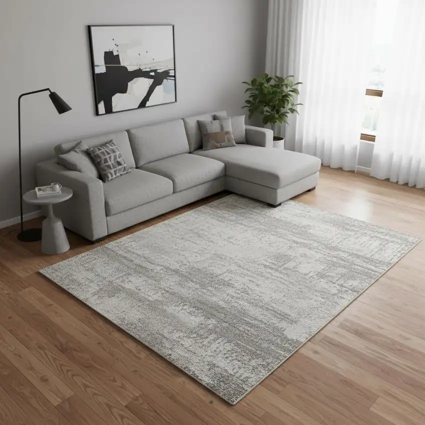 Gray Checkered Area Rug Photo 1