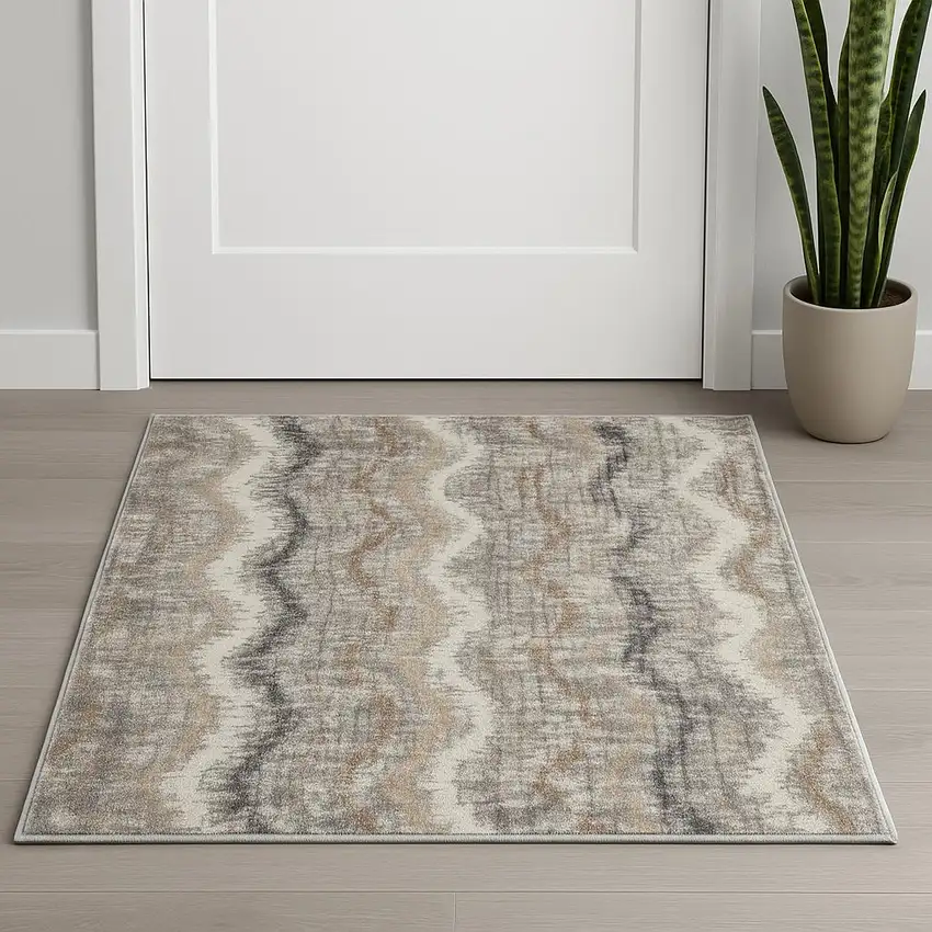 Gray Chevron Area Rug Photo 1