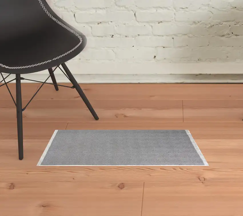 Gray Chevron Hand Woven Area Rug Photo 2