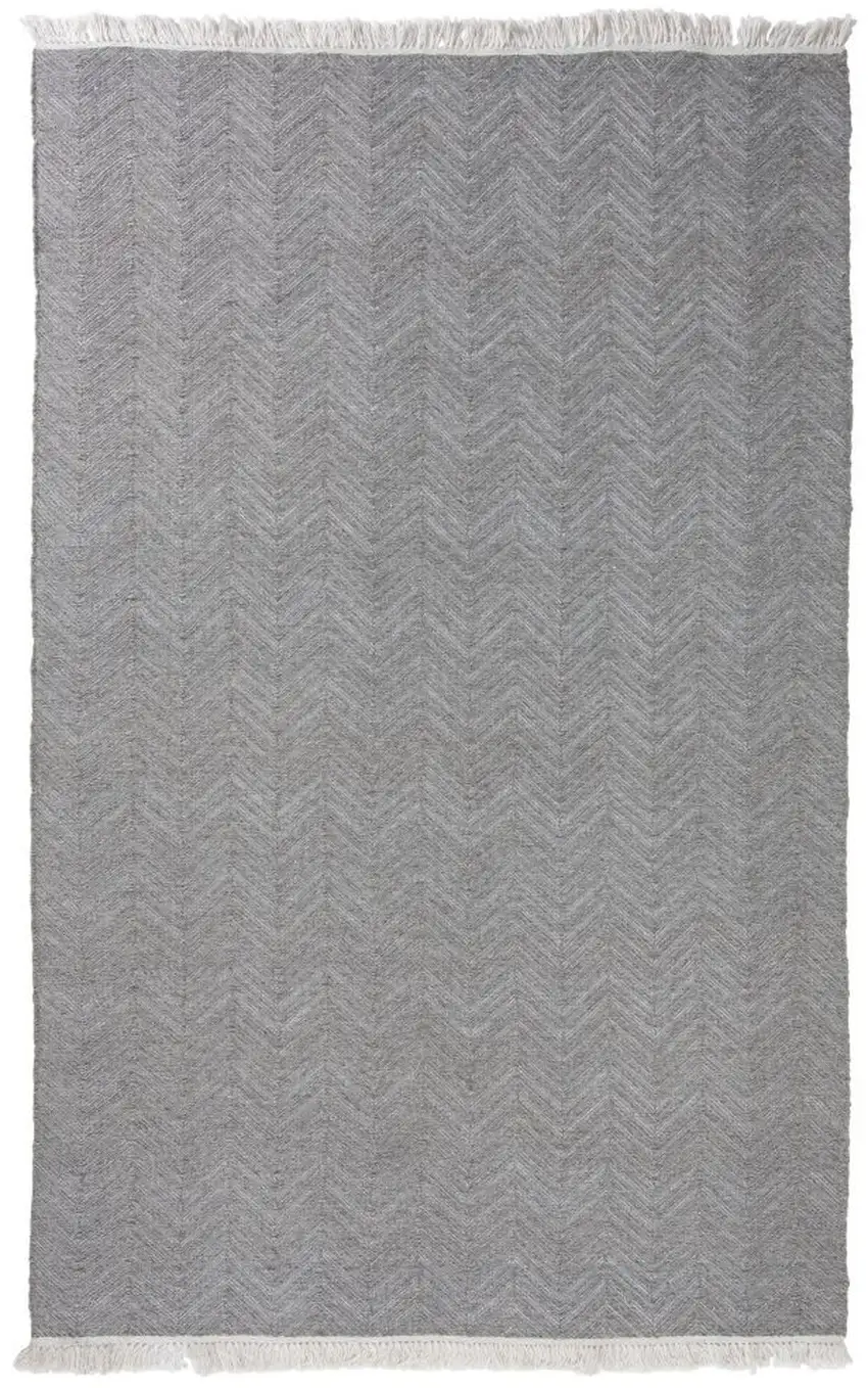 Gray Chevron Hand Woven Area Rug Photo 1