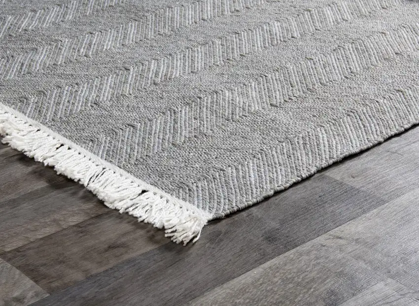 Gray Chevron Hand Woven Area Rug Photo 3