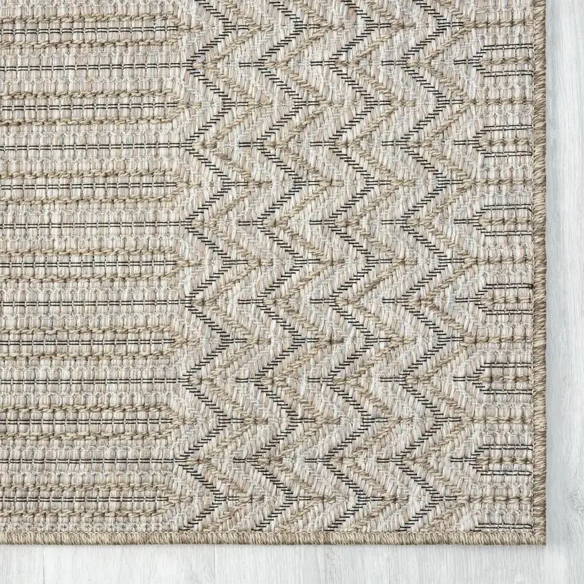Gray Chevron Handmade Indoor Outdoor Area Rug Photo 5