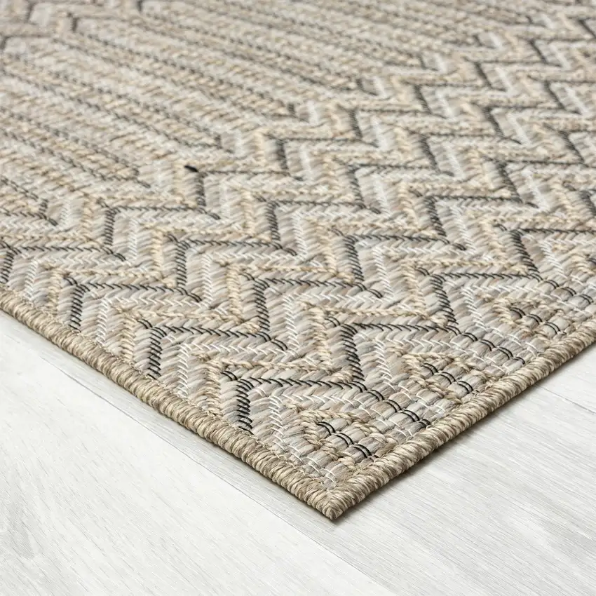 Gray Chevron Handmade Indoor Outdoor Area Rug Photo 3