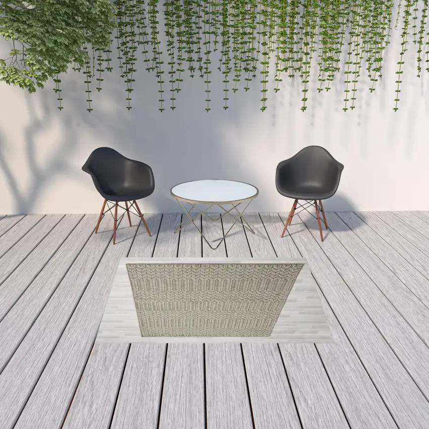 Gray Chevron Handmade Indoor Outdoor Area Rug Photo 3