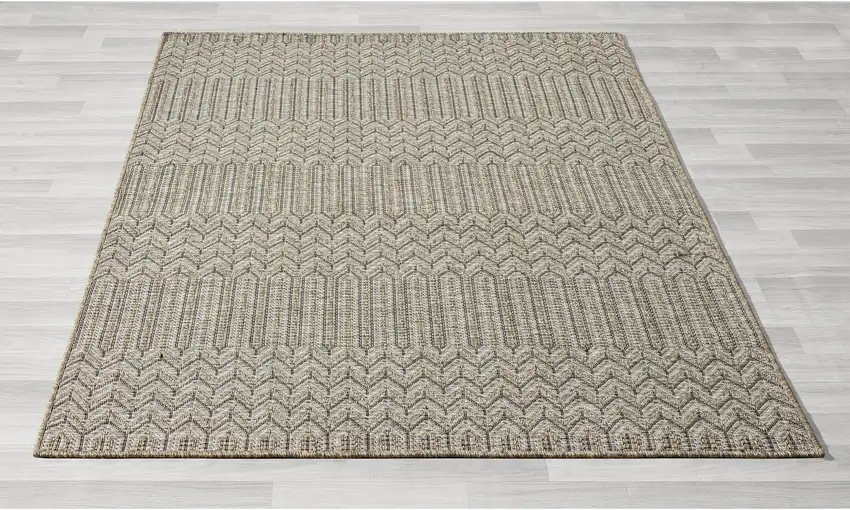 Gray Chevron Handmade Indoor Outdoor Area Rug Photo 1