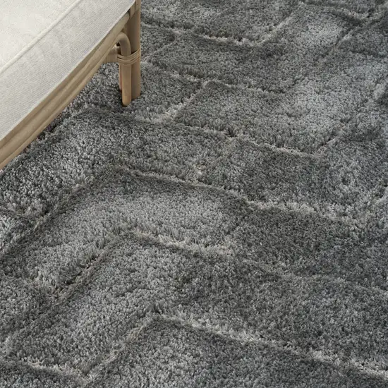 Gray Chevron Shag Area Rug Photo 9