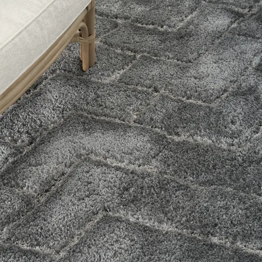 Gray Chevron Shag Area Rug Photo 9