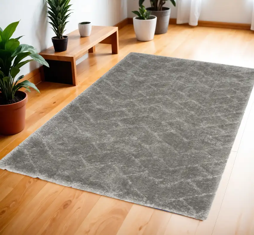 Gray Chevron Shag Area Rug Photo 1