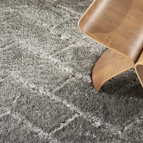 Gray Chevron Shag Area Rug Photo 8
