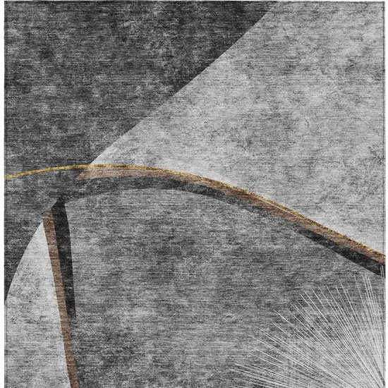 Gray Chocolate And Silver Abstract Washable Indoor Outdoor Area Rug Photo 6
