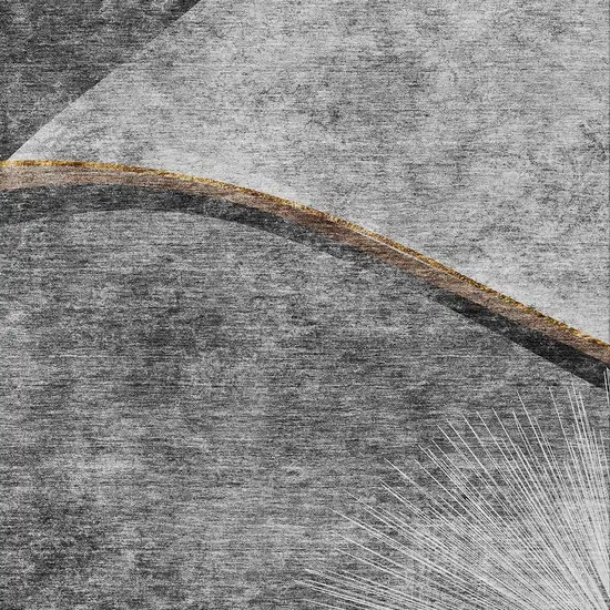 Gray Chocolate And Silver Abstract Washable Indoor Outdoor Area Rug Photo 4