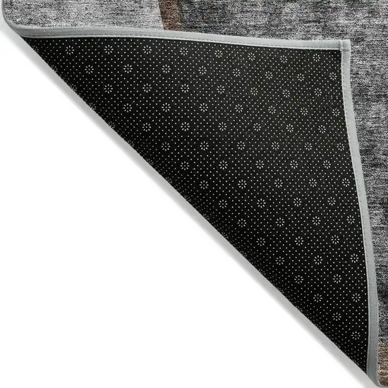 Gray Chocolate And Silver Abstract Washable Indoor Outdoor Area Rug Photo 2