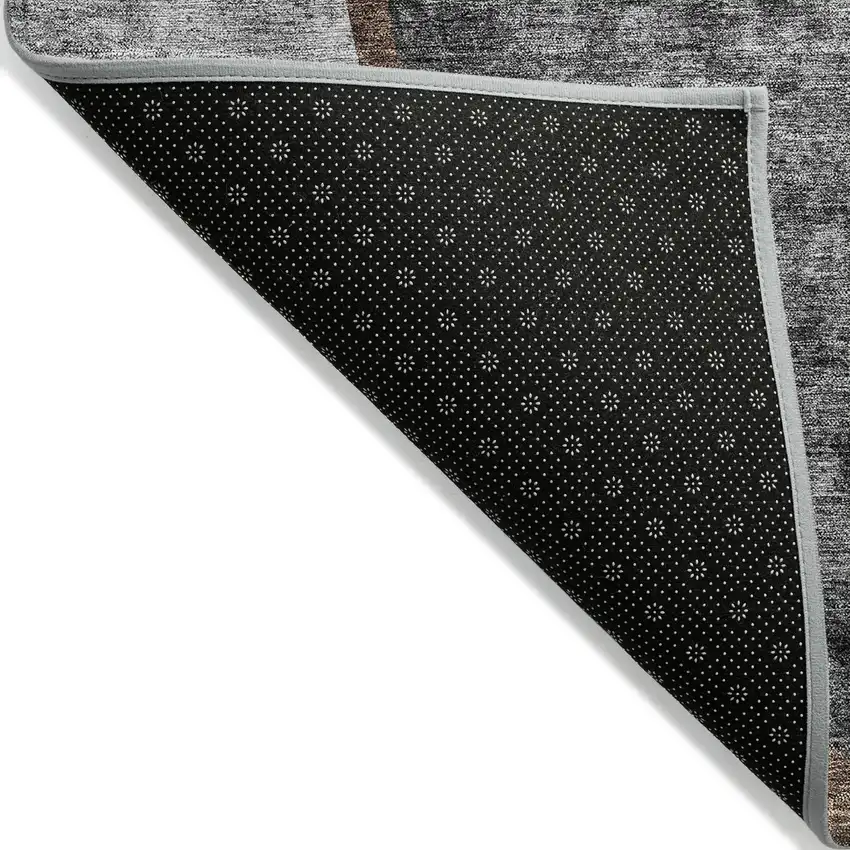 Gray Chocolate And Silver Abstract Washable Indoor Outdoor Area Rug Photo 2