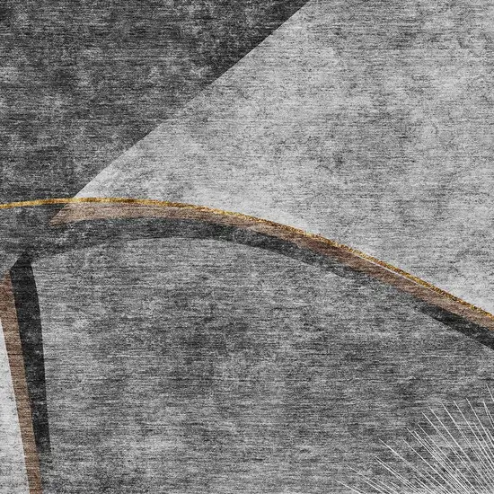 Gray Chocolate And Silver Abstract Washable Indoor Outdoor Area Rug Photo 4