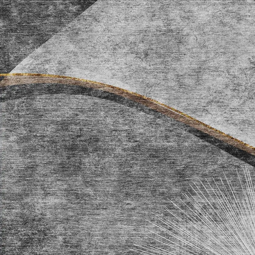 Gray Chocolate And Silver Abstract Washable Indoor Outdoor Area Rug Photo 4