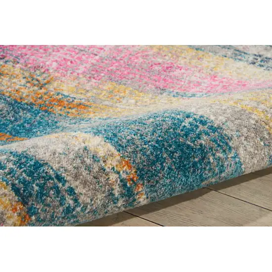 Pink And Blue Abstract Power Loom Area Rug Photo 4
