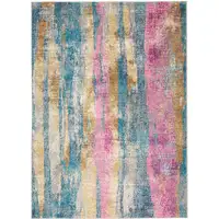 Photo of Gray Colorful Abstract Stripes Area Rug