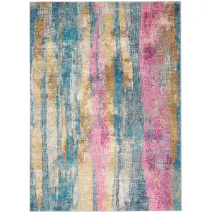 Photo of Gray Colorful Abstract Stripes Area Rug