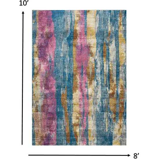 Gray Colorful Abstract Stripes Area Rug Photo 5