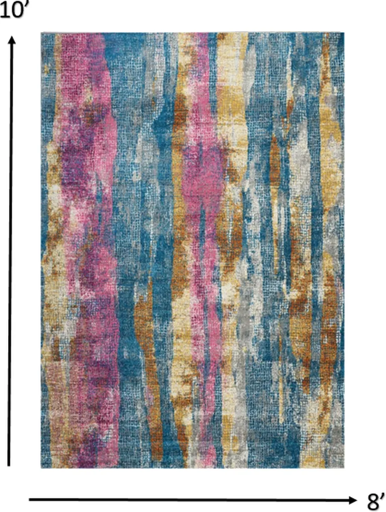 Gray Colorful Abstract Stripes Area Rug Photo 5