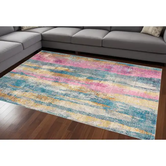 Gray And Ivory Abstract Distressed Area Rug Photo 2