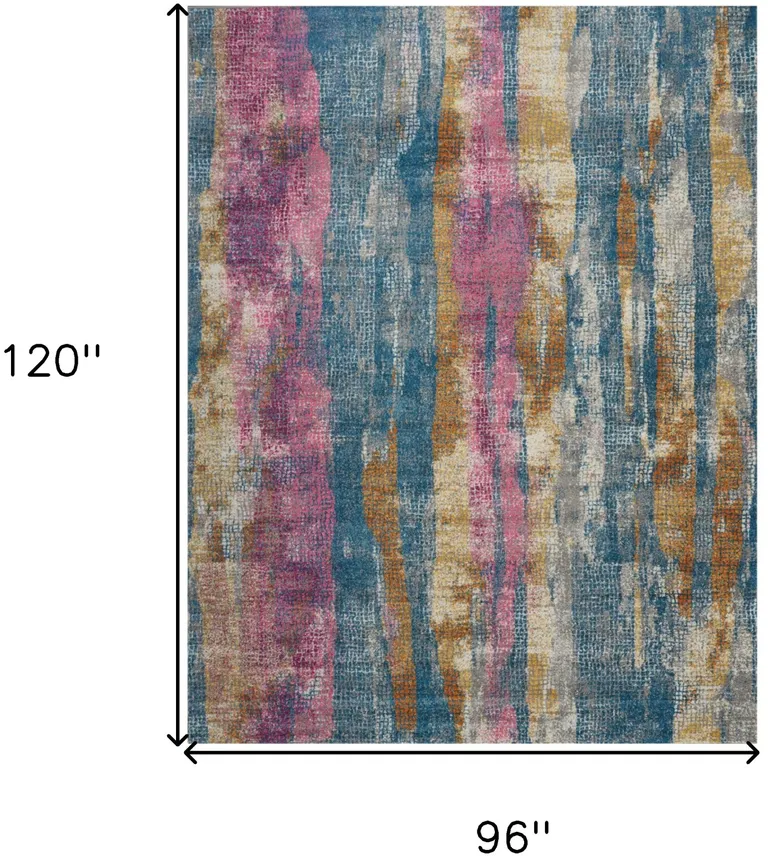 Gray Colorful Abstract Stripes Area Rug Photo 4