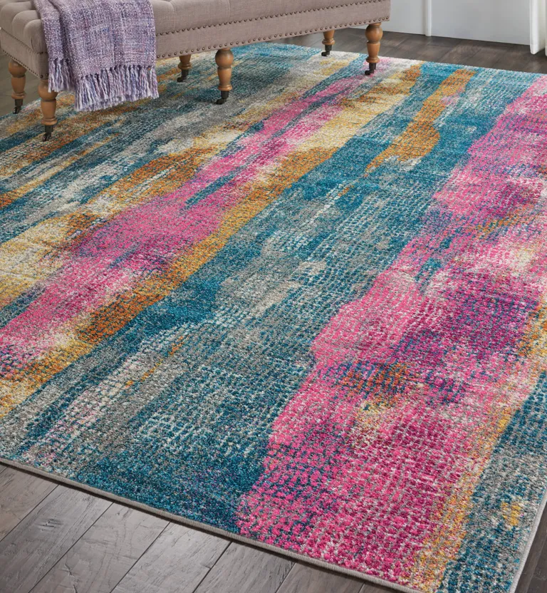 Gray Colorful Abstract Stripes Area Rug Photo 3