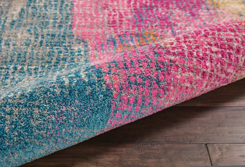 Pink And Blue Abstract Power Loom Area Rug Photo 4