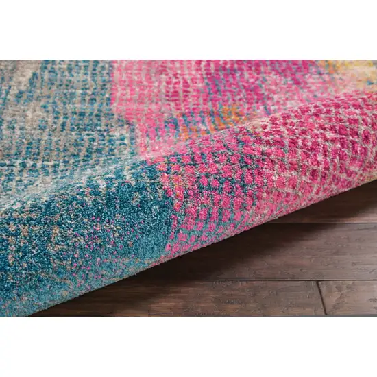 Pink And Blue Abstract Power Loom Area Rug Photo 4