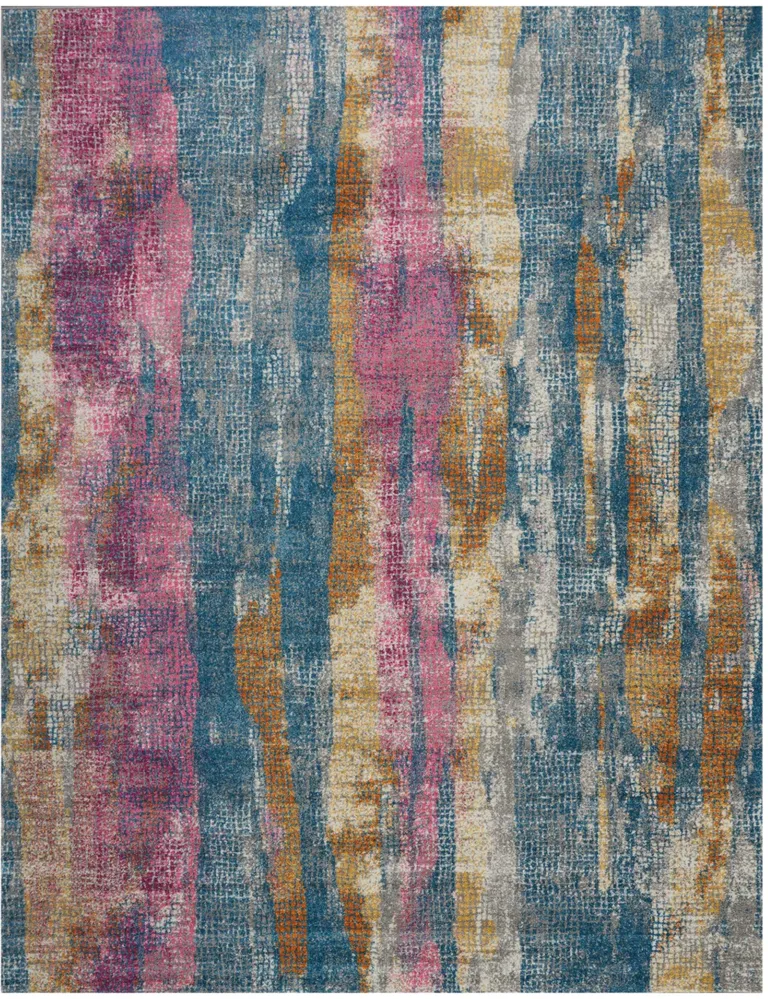 Gray Colorful Abstract Stripes Area Rug Photo 5