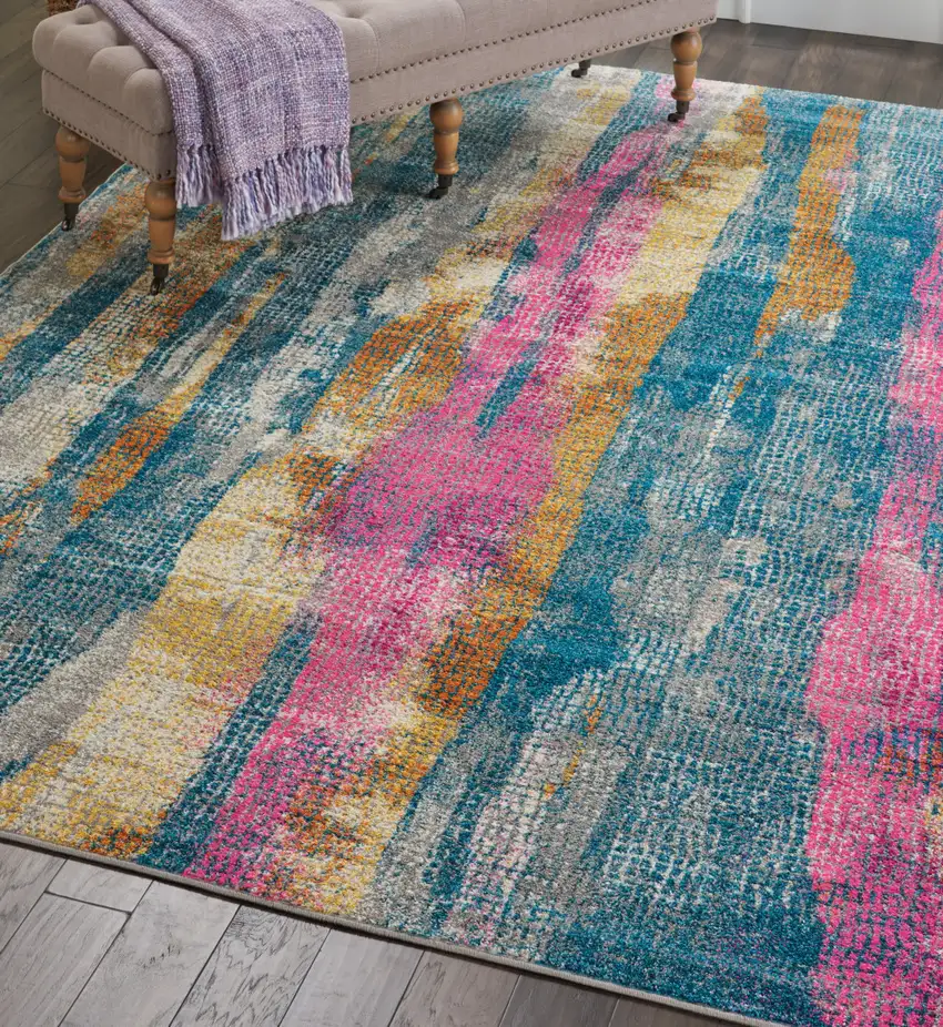 Gray And Ivory Abstract Distressed Area Rug Photo 5