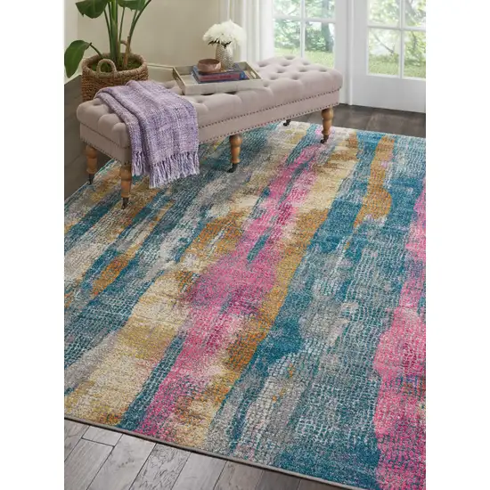 Gray Colorful Abstract Stripes Area Rug Photo 6