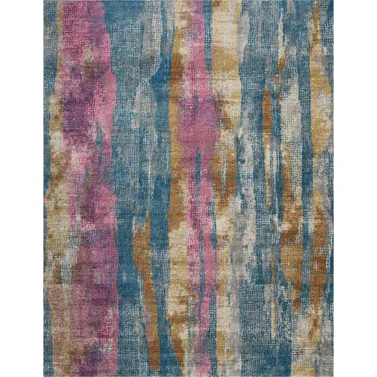 Gray Colorful Abstract Stripes Area Rug Photo 1