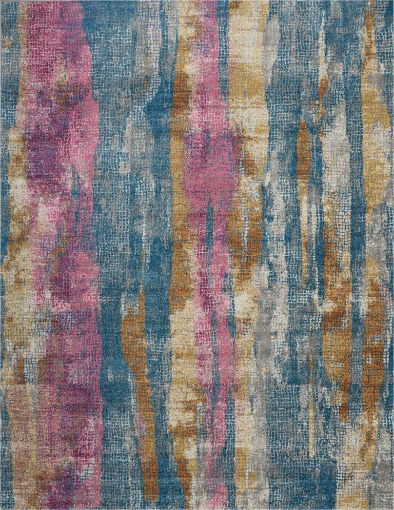 Gray Colorful Abstract Stripes Area Rug Photo 1