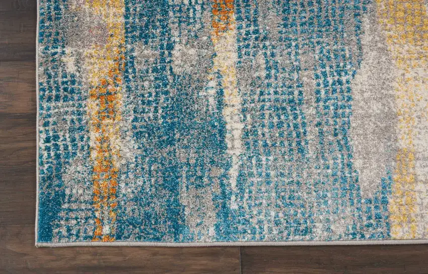 Pink And Blue Abstract Power Loom Area Rug Photo 3