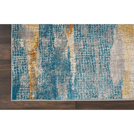 Pink And Blue Abstract Power Loom Area Rug Photo 3