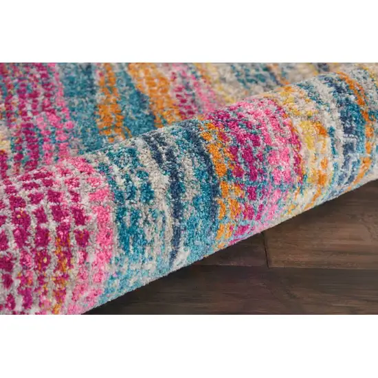 Gray Colorful Abstract Stripes Runner Rug Photo 4